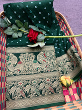 Unique Bandhej Kanjivaram Green Color Silk Saree